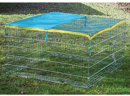 Kerbl 82823 Freigehege mit Ausbruchsperre 115 x 115 x 65 cm, mit Schutznetz