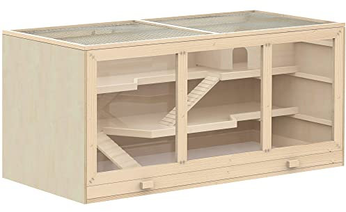 Outsunny - Gabbia Criceto in legno Animali Piccoli Roditori - 115x60x58cm