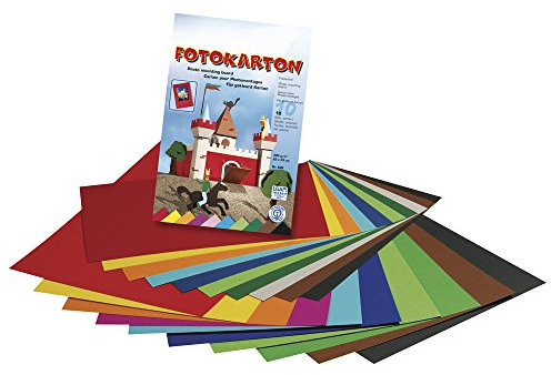 Rayher Hobby 81003000 Fotokarton, 22 x 33 cm, 300 g/m2, Block 10 Blatt, 10 Farben sortiert, bunt, Kartonpapier