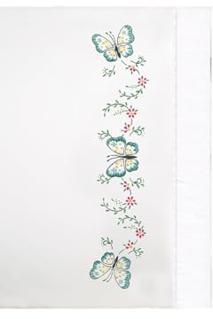 Design Works Crafts Stamped Embroidery Aqua Butterfly Pillowcases (Set of 2), 20 by 30, Blue