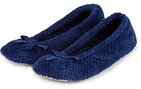 Isotoner Popcorn Ballet, Women Open Back Slippers, Blue (Navy), M UK (37/38 EU)