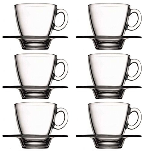 12 pièces Set de 6 tasses à expresso avec soucoupe Aqua