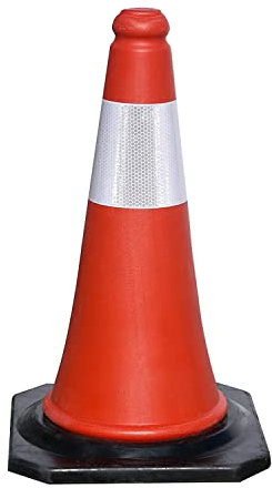 Wolfpack 15050422-Cono di segnalazione, base in gomma, 50 cm, colore: nero riflettente)