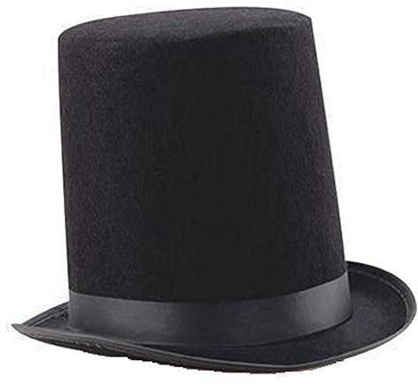 ILOVEFANCYDRESS 20CM TALL LINCOLN TOP HAT/STOVEPIPE HAT IN BLACK GREAT FOR ANY RENAISSANCE DISGUISE