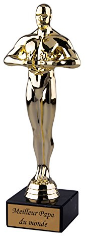 Coppa d'oro, 24 cm, in plastica di alta qualità, con incisione, trofeo regalo, personaggio vincente Viktor & base in marmo, regalo personalizzato Meilleur Papà come segno di apprezzamento