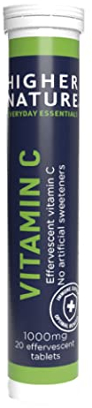 Higher Nature - Fizzy C - Vitamin C Effervescent Tablets - Immune System Support - Vitamin C 1000mg - Vegan - 20 Tablets