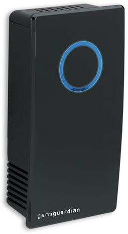 Germ Guardian GG1100B 7” Pluggable Small Air Purifier, Small Room Wall Air Sanitizer, Freshens Air, UV-C Light Kills Germs, Reduces Odors From Pets, Cooking, Mold, GermGuardian, 1-Yr Wty (Black)