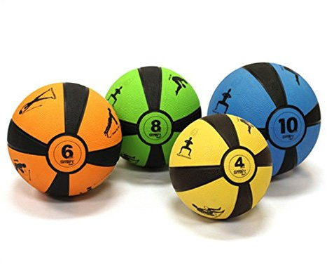 8lb Smart Self-Guided Medicine Ball – Rubber Medicine Ball Helps Develop Core Strength, Balance and Coordination, Features 8 Exercises Printed on Ball for Easy Reference, Green, Prism Fitness