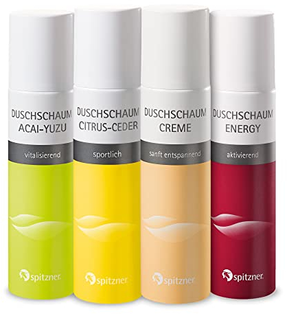 Kennenlernset Duschschaum “Acai-Yuzu“ - “Creme“ - “Energy“ - “Passion“ (4xje 50 ml) von Spitzner