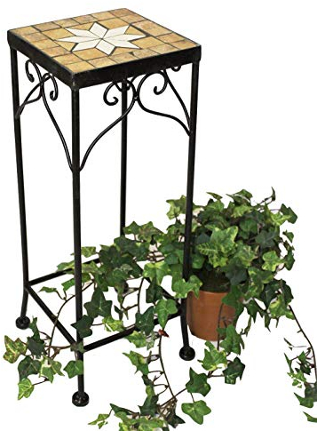 DanDiBo Blumenhocker Mosaik Eckig 46 cm Blumenständer 12012 Beistelltisch Pflanzenständer Mosaiktisch