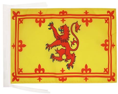 AZ FLAG Bandiera Reale Della Scozia 45x30 cm - Bandierina Scozzese Con Stemma 30 x 45 cm Cordicelle