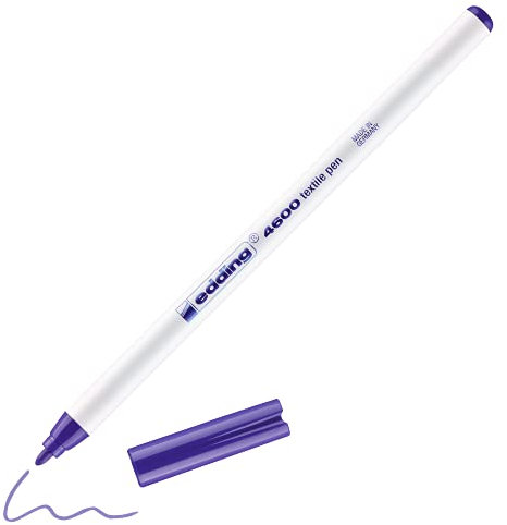 edding 4600 Textilstift - violett - 1 Stift - Rundspitze 1 mm - Textilstifte waschmaschinenfest (60 °C) zum Stoff bemalen - Stoffmalstift