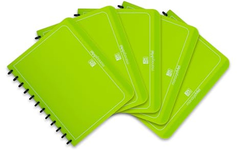 Oxford Ring-Mappe A4, manageMe, Präsentations-Buch mit 25 Hüllen, Vario-Zipp, Austausch- und erweiterbar, grün, 5 Stück
