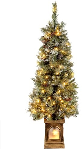 WeRChristmas Pre-Lit Scandinavian Blue Spruce Christmas Tree with 80 Warm White LED Lights, 4 feet/1.2 m - Green