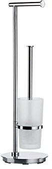 Smedbo Outline Lite WC-Rollenhalter und Bürste Runde der Edelstahl poliert/mattiertes Glas, Silber/Weiß