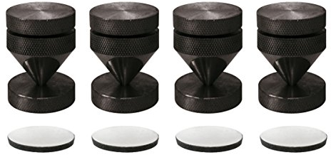Dynavox assorbitori sub-watt, set di 4 unità, disaccoppiatori regolabili in altezza per dispositivi HiFi e altoparlanti con rondelle, colore nero