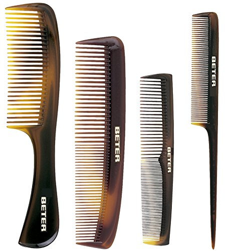 Beter - Confezione di 4 pettini professionali - 1 pettine a due larghezze, 2 pettini districanti e 1 pettine a coda di topo - Essenziale per tutti i tipi di styling - Pettine districante per capelli