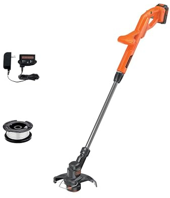 BLACK+DECKER 20V MAX Weed Wacker Cordless String Trimmer Edger Lawn Tool, 10-Inch Electric Weed Eater with Automatic Feed Spool, Ergonomic, Battery and Charger Included (LST201)