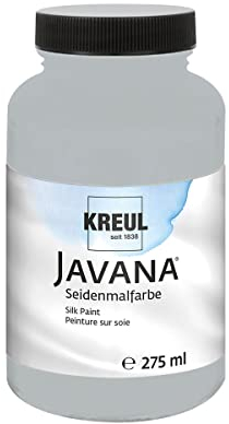 KREUL 8154-275 - Javana Seidenmalfarbe 275 ml, silbergrau, hochpigmentierte und brillante Farbe auf Wasserbasis, mit fließend flüssigem Charakter, dringt tief in die Fasern ein