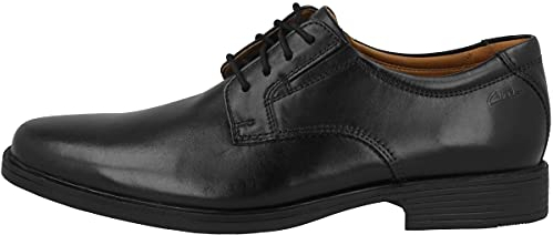 Clarks Men's Tilden Plain Derbys, Black Leather, 12 UK