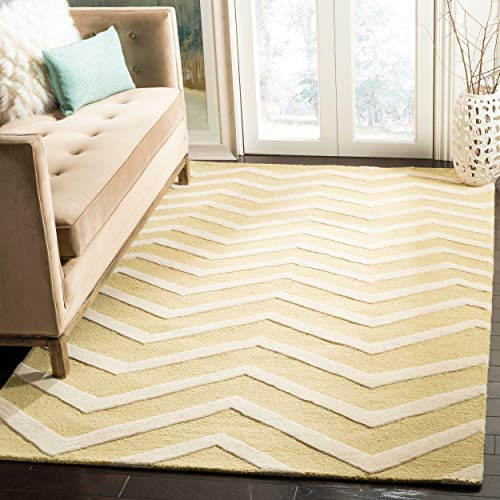 SAFAVIEH Tapis Contemporain Pour Salon, Salle à manger, Chambre à coucher - Cambridge Collection, Tapis à poil court, Or clair et ivoire, 122 X 183 cm