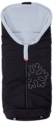 ByBoom - Softshell Winterfußsack Thermo Aktiv für Kinderwagen und Buggy, Farbe:Schwarz/Grau