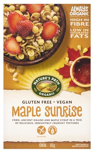 Nature's Path Organic Gluten Free Cereal, Maple Sunrise, High Fibre, Vegan Breakfast Cereal, 332 g (Pack of 4)