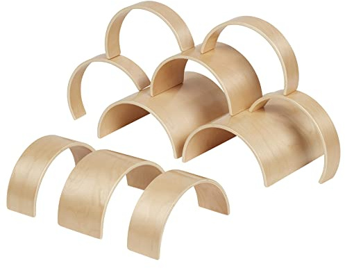 ECR4Kids Wooden Tunnels and Arches, Block Play, Natural, 10-Piece