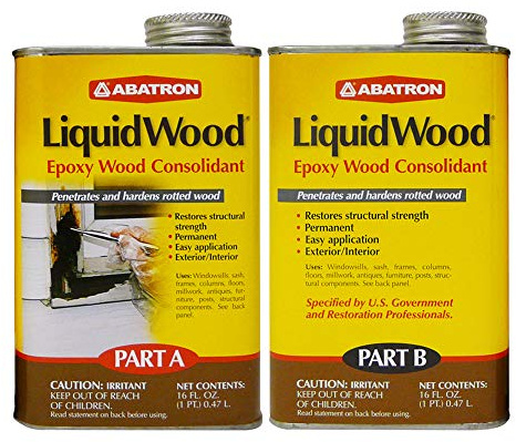 Abatron LiquidWood 2 Pint Kit – 2-Part Structural Epoxy Wood Hardener and Consolidant Resin.