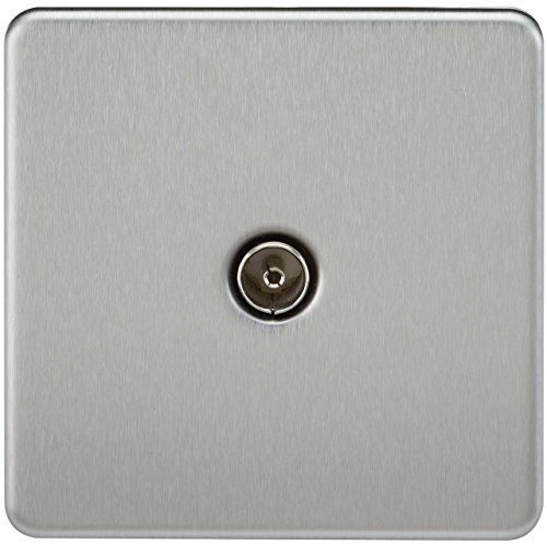 Knightsbridge SF0100BC (Non-Isolated) Screwless 1-Gang Tv Outlet, 20 W, 230 V, Brushed Chrome
