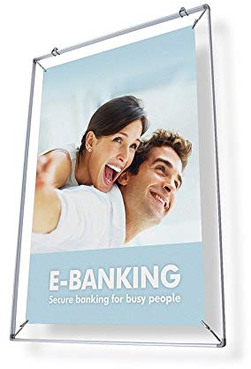 Spannrahmen 70 x 100 cm Posterrahmen Alu silber | für Poster 70 x 100 cm | Plakatrahmen für Schaufenster & Werbung | leichter Bilderrahmen mit Aufhängung – Posterhalter Rahmen 70 x 100 cm Aluminium