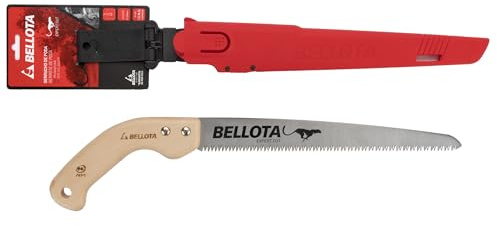 Bellota 45MR12, Sega da potatura ghepardo con lama dritta da 12, seghettata giapponese e manico dritto in legno, custodia inclusa