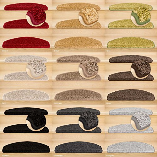 Kettelservice-Metzker Stufenmatten Treppenteppich Marseille Halbrund - Trittfläche: ca. 65x24cm Sand 15 Stück
