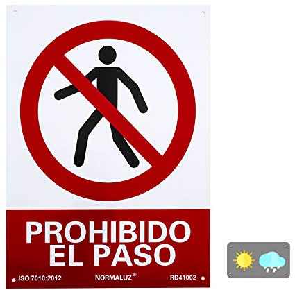 Normaluz RD41002 - Señal Prohibido El Paso Carteles PVC 0.7 mm 30x40 cm, Rosso