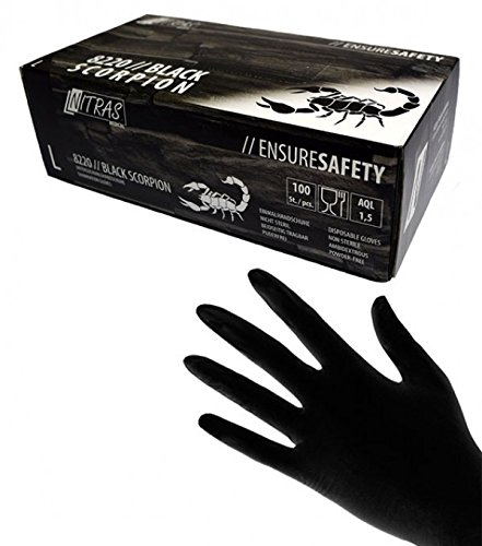 100 Stk. Nitras BLACK SCORPION Latex-Handschuhe SCHWARZ Gr.XL Einmalhandschuhe 8220