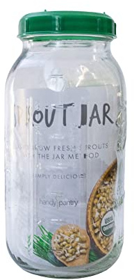 Handy Pantry Complete Sprouting Jar Lid Kit with Seeds | Includes Wide Mouth Half Gallon Mason Jar, BPA Free Sprouting Strainer Lid, and Organic Sprouting Seeds