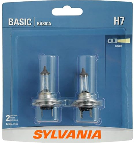 SYLVANIA - H7 Basic - Halogen Bulb for Headlight, Fog, Daytime Running Lights, and Cornering Applications (Contains 2 Bulbs)