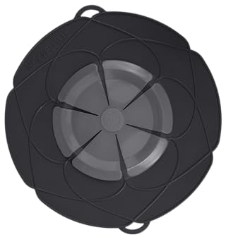 Kochblume das Original, Silikon Überkochschutz für Töpfe und Pfannen, Mikrowellen-Deckel, Spritzschutz und Dampfgar-Aufsatz | (anthrazit, XL | Topfgröße 20-28cm)