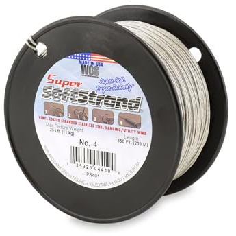 Super Softstrand, Vinyl-Coated Stranded Stainless Steel Picture Wrapping Wire, Size #4, 25 lb / 11 kg, 850 ft / 259 m