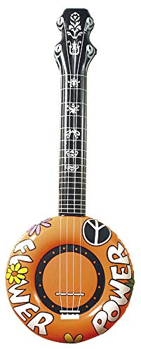 WIDMANN MILANO PARTY FASHION - Banjo gonfiabile, 100 cm, chitarra, musicista, cantante, flower power, accessorio hippy
