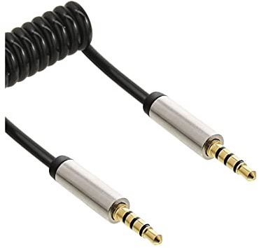 InLine 22504 Cavo Audio Spiralato, Nero