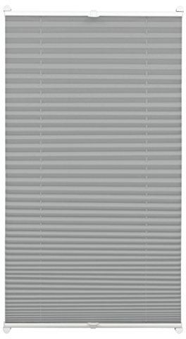 GARDINIA EASYFIX Plissee ohne Bohren, Zum Klemmen, Blickdichtes Falt-Rollo, Inkl. aller Montage-Teile, 2 Bedienschienen, Schiefer, 40 x 130 cm