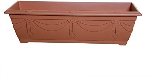 2 x Whitefurze 60cm Venetian Window Box Trough Terracotta Colour Plastic Planter (2)