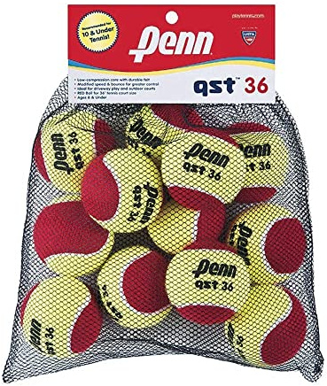 Penn QST 36 Felt Red Tennis Balls, 12 Ball Mesh Bag