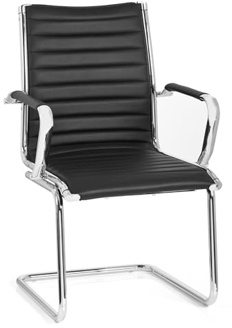 hjh OFFICE 660942 Besökarstol konferensstol VEMONA V - Besöksstol med fjädrande ram, Klädsel av konstläder, Elegant armstöd med färgmatchande konstläderdetaljer