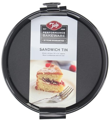 Tala Performance, Loose Base Round Sandwich Cake Tin 24.1 cm, Professional Gauge Carbon Steel with Eclipse Premium Non-Stick Coating, Cake Pan; for Bakes, sponges, cheesecakes, 24.1x24.1x5.0 cm
