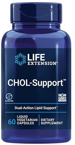 Life Extension CHOL-Support™, Helps Maintain Already Healthy Cholesterol, Heart Health, Artichoke Leaf Extract, Vitamin B5 pantethine, Gluten-Free, Non-GMO, Vegetarian, 60 Capsules