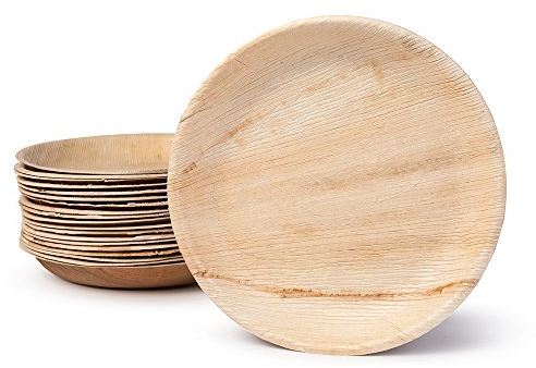 BIOZOYG Palmware DTW05379 Einwegteller aus Palmblatt, 25 Stück, rund, Ø25 cm, kompostierbar