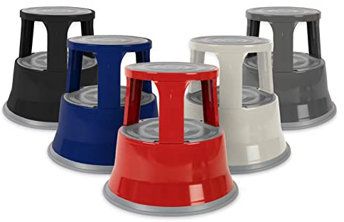 Marchepied roulant en acier avec plate-forme en caoutchouc antidérapant, charge maximale 150 kg