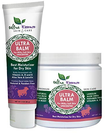 Ultra Balm Daily Moisturizer For Dry Itchy Skin, Psoriasis and Eczema Relief That Contains Lanolin, Vitamins A, D & E, Aloe Vera, To Moisturize Face, Body, Dry Hands & Cracked Heels (Unscented)